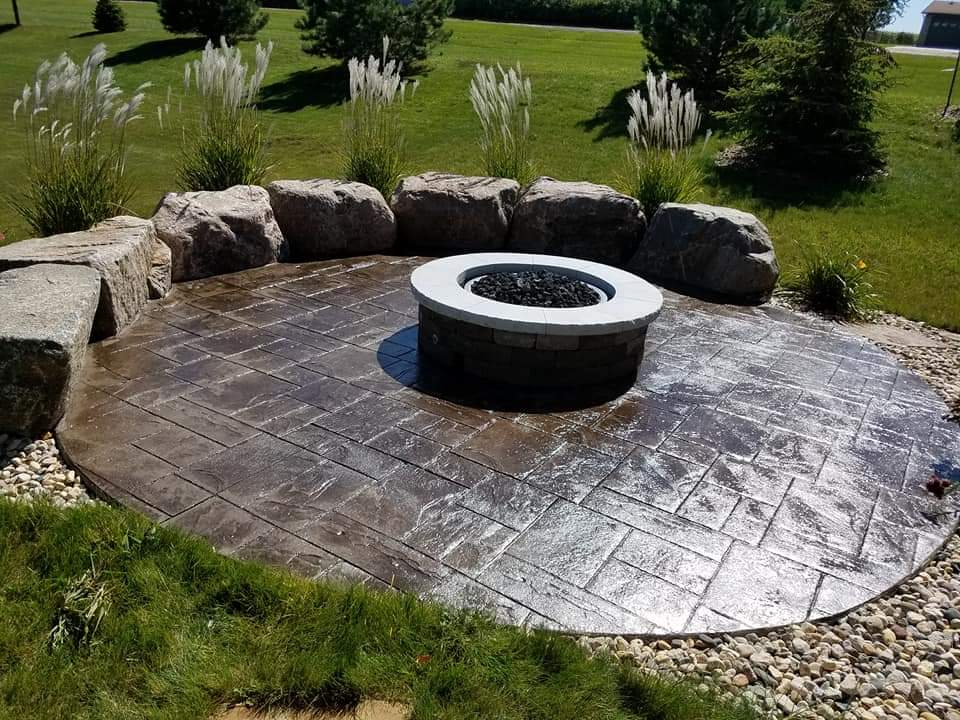 stamped concrete fire pit