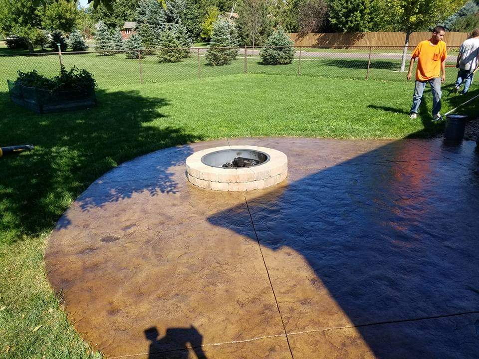 stamped concrete fire pit